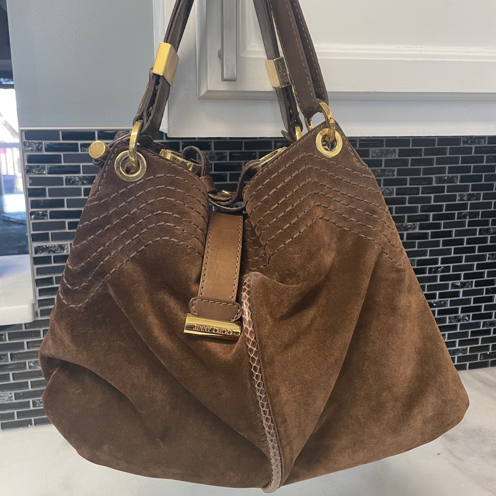 Jimmy Choo Alex Suede brown leather hobo
